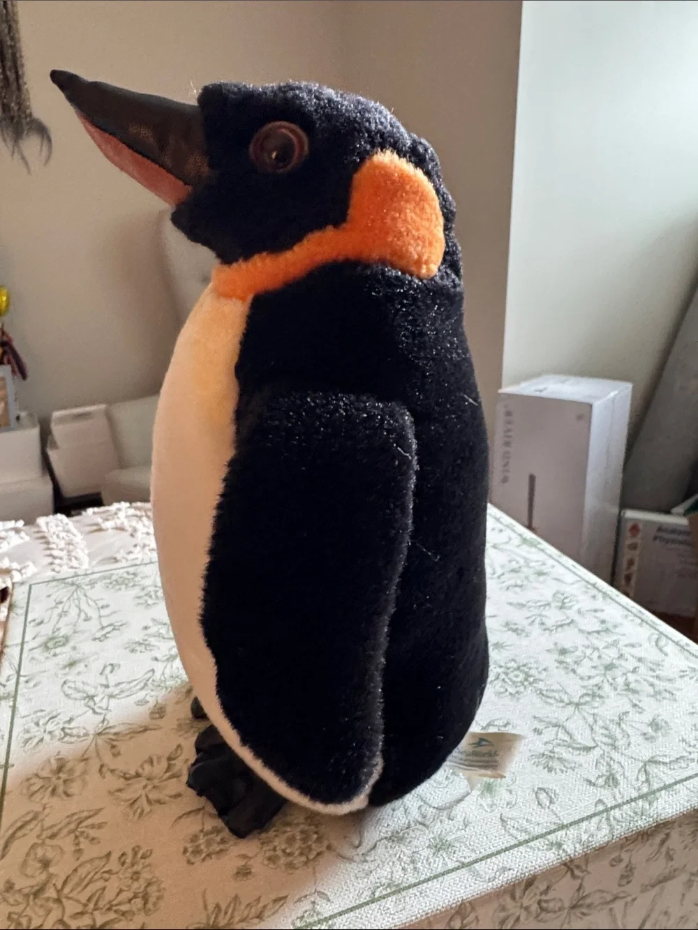 Plush Penguin Soft Toy in Black, Cream and Orange - Small Pets Accessory
